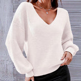 IFOMT V-neck Long-sleeved Loose Pullover Sweater