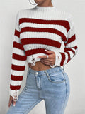 IFOMT Round Neck Short Striped Sweater