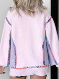 IFOMT Rainbow Contrast Lantern Sleeve Pullover Sweater