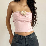 IFOMT Mikah Floral Detailed Strapless Top