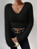 IFOMT V-neck Slim Plush Short Sweater