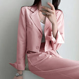 business casual outfits for women Pink Suit Jacket for Women 2024 Spring and Autumn Small Fried Street New Korean Style Casual Suit Jacket for Women