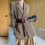 business casual outfits Woolen Suit Houndstooth Coat for Women 2024 Winter Waist-Tight Texture Fashionable Coat