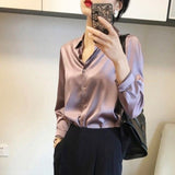 business casual outfits Satin Silk Shirt for Women Autumn 2024 High-End Western Style Shirt for Women