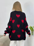 IFOMT Round Neck Hearts Pullover Sweater
