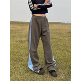 clothes Original American Retro Three Bars Sports Trendy All-Match Sweatpants Women's Street Loose Stitching Casual Long Pants Trendy