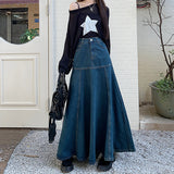 Ifomt outfit Denim Skirt Mid-Length Skirt Spring and Summer Slimming High-Looking Hip-Covering Skirt Women's High Waist Elegant All-Match Skirt