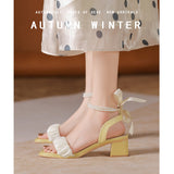 IFOMT Summer Bow Buckle French Joker Gentle Stiletto Heels