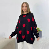 IFOMT Round Neck Hearts Pullover Sweater
