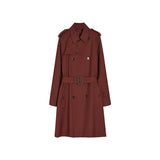 2000s fashion Shengdu 24 New Korean Style Early Autumn High-End Fashion Ankela Red Casual Mid-Length Women's Trench Coat