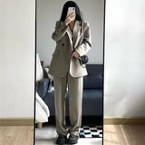 buisnesscore outfit women Fashion Casual High-End Suit Jacket for Women 2024 Autumn and Winter New Korean Style Loose Slimming Two-Piece Suit Suit