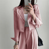 business casual outfits for women Pink Suit Jacket for Women 2024 Spring and Autumn Small Fried Street New Korean Style Casual Suit Jacket for Women