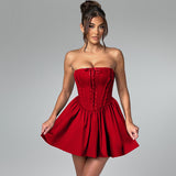 dress Sexy Tube Top Dress Slim Backless Sweet and Spicy Style Wear Matching Skirt Hot Girl Short Skirt Summer High-Grade