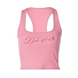 IFOMT Diva Letter Print Crop Top