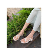 IFOMT Summer Wind All-matching Chunky Flip-flops Ankle-strap Heels