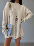 IFOMT Hollow Knitted Pullover Hole Sweater
