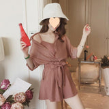 Ifomt discover style ideas Flower Bud Wide Leg Shorts Chiffon Casual Suit Women's Summer 2024 New Online Celebrity Goddess Evening Style Three Pieces