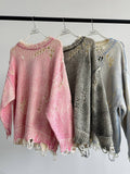 IFOMT Loose Casual Hollow Knitted Sweater Outerwear