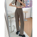 Ifomt discover style ideas Summer Korean Style Khaki Suit Pants Women's Spring and Autumn High Waist Draping Loose Straight Casual Pants Slim Wide Leg Pants