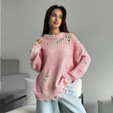 IFOMT Loose Casual Hollow Knitted Sweater Outerwear