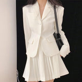 2000s fashion Early Spring 2024 Gentle Royal Sister Fried Street White Suit Skirt Two-Piece Suit for Women