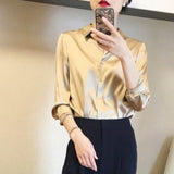 business casual outfits Satin Silk Shirt for Women Autumn 2024 High-End Western Style Shirt for Women