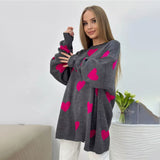 IFOMT Round Neck Hearts Pullover Sweater