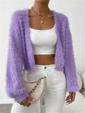 IFOMT Loose Plush Short Knitted Jacket