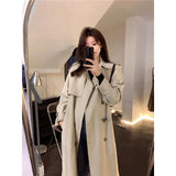 cute casual outfits for fall Black Trench Coat Women's Mid-Length 2024 Spring and Autumn Korean Style Loose Casual British Style Small Spring and Autumn Coat