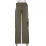 grunge outfits New Retro Style Street High Waist Slimming Tooling Pocket Casual Trousers