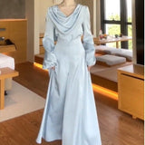 outfit French Style Satin Long-Sleeved Shirt Top for Women Spring and Autumn New High Waist Straight Drape Wide Leg Culottes Suit Women