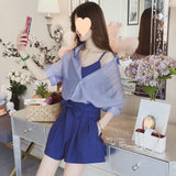 Ifomt discover style ideas Flower Bud Wide Leg Shorts Chiffon Casual Suit Women's Summer 2024 New Online Celebrity Goddess Evening Style Three Pieces