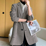 business casual outfits Woolen Suit Houndstooth Coat for Women 2024 Winter Waist-Tight Texture Fashionable Coat