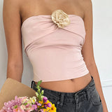 IFOMT Mikah Floral Detailed Strapless Top