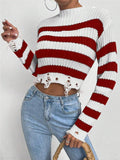 IFOMT Round Neck Short Striped Sweater