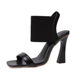 IFOMT Women's High Plus Size Pure Black Elastic Heels