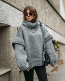 IFOMT Fluffy Long-sleeved Turtleneck Sweater