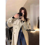 cute casual outfits for fall Black Trench Coat Women's Mid-Length 2024 Spring and Autumn Korean Style Loose Casual British Style Small Spring and Autumn Coat