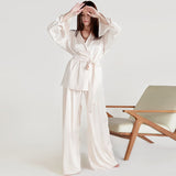 church outfit 2024 Autumn New Nightgown Loose Comfortable Trousers Artificial Silk Casual Women's Home Wear French Suit