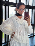 IFOMT Embroidery White Sweater