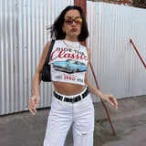 IFOMT Classic Letter Print Crop Top