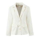 2000s fashion Women's Clothing Factory Spring Commuter Style White Suit Jacket Waist-Tight Suit Collar Thin Top