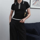 IFOMT Slim Short-sleeved Lapel Top
