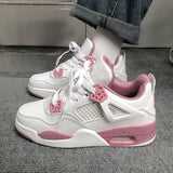 jordan 4’s New Couple All-Match Air Cushion Shoes Men's and Women's Hong Kong Style Ins Super Hot Height Increasing White Shoes Student Shoes Casual Wear-Resistant Shoes