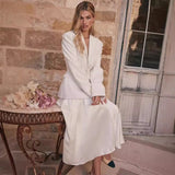 2000s fashion Women's Clothing Factory Spring Commuter Style White Suit Jacket Waist-Tight Suit Collar Thin Top