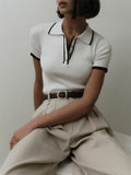 IFOMT Slim Short-sleeved Lapel Top