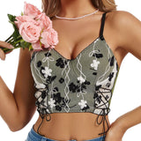 IFOMT y2k outfits Sexy Ins Sweet and Spicy Style Embroidered Mesh Outer Wear Fresh Camisole Steel Ring Strap Underwear