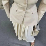 2000s fashion Autumn Waist Design Suit American Small Lapel Slim Pleated Dress Suit Women