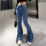 cold weather outfits Women's Jeans High Waist Slim Fit Slimming Fashionable Straight Casual Denim Trousers