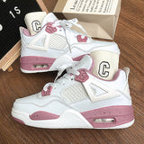 jordan 4’s New Couple All-Match Air Cushion Shoes Men's and Women's Hong Kong Style Ins Super Hot Height Increasing White Shoes Student Shoes Casual Wear-Resistant Shoes